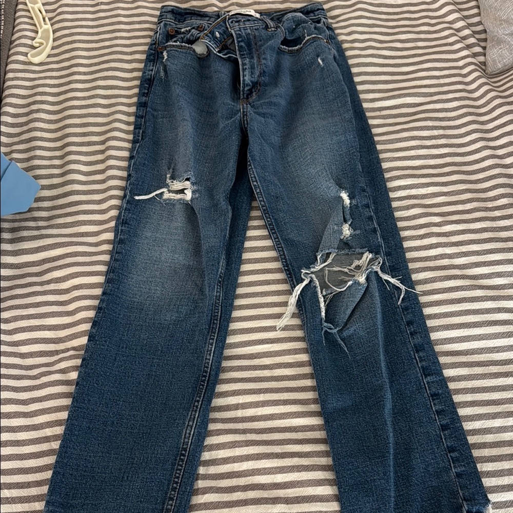 Dark Blue Distressed Women's Jeans